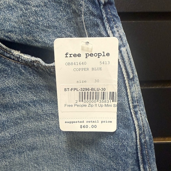 Free People Blue zip it up Mini Skirt - Picture 3 of 4